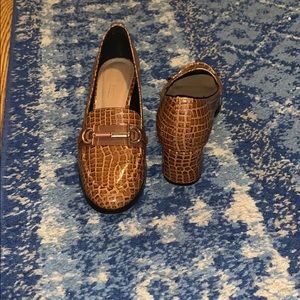 Alligator Skin Loafers- Carmel with gold hardware